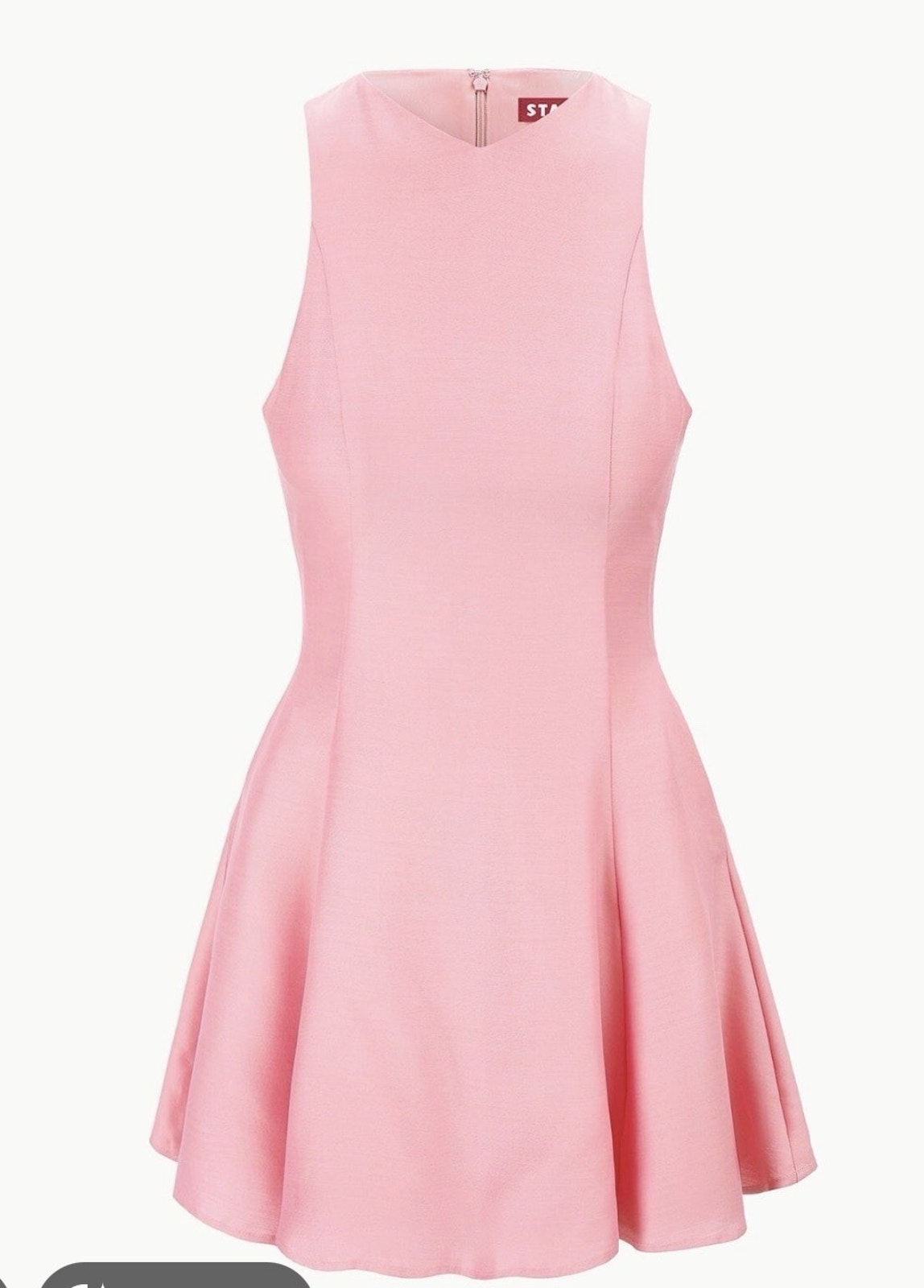 Staud Mini Hekke Dress Pink Satin Sleeveless Fit Flare Size 10 Nwt